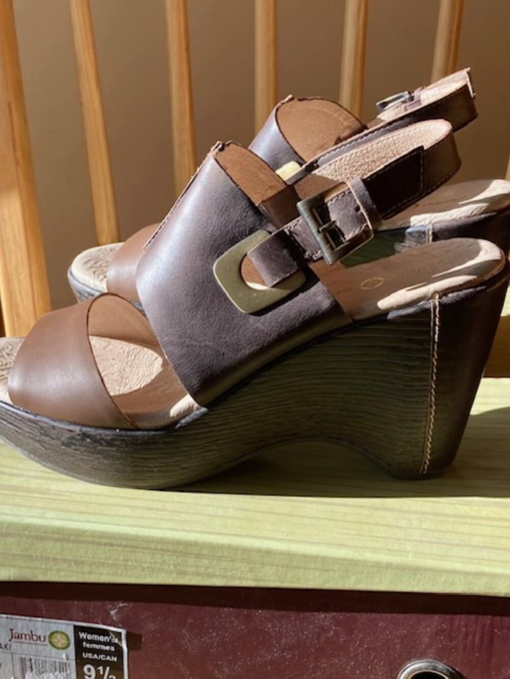 Jambu Gem Brown/Khaki Wedge Platform Sandals Size 9.5 New with tags 4" heels